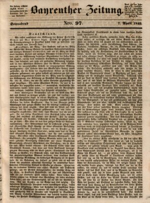 Bayreuther Zeitung Samstag 7. April 1849