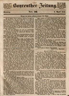 Bayreuther Zeitung Sonntag 8. April 1849