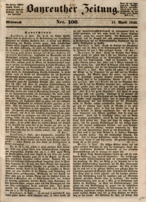 Bayreuther Zeitung Mittwoch 11. April 1849