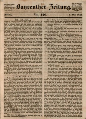 Bayreuther Zeitung Dienstag 1. Mai 1849