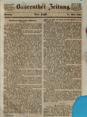 Bayreuther Zeitung Montag 21. Mai 1849