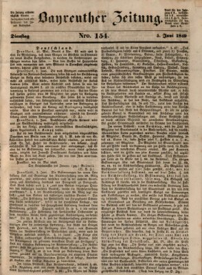 Bayreuther Zeitung Dienstag 5. Juni 1849