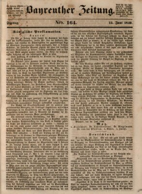 Bayreuther Zeitung Freitag 15. Juni 1849