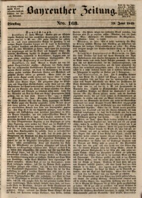 Bayreuther Zeitung Dienstag 19. Juni 1849