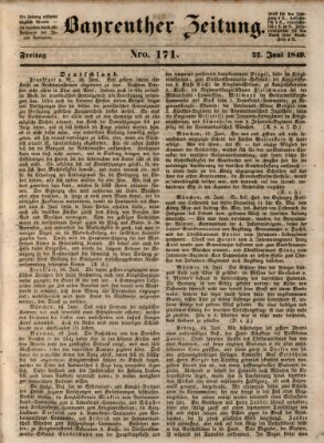 Bayreuther Zeitung Freitag 22. Juni 1849