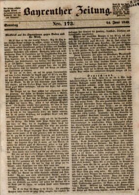 Bayreuther Zeitung Sonntag 24. Juni 1849