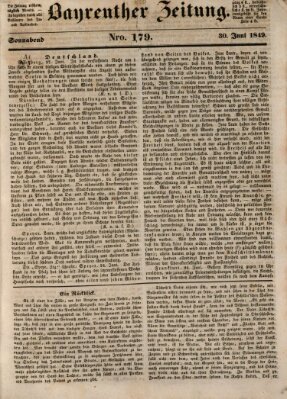 Bayreuther Zeitung Samstag 30. Juni 1849