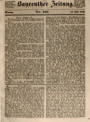 Bayreuther Zeitung Montag 16. Juli 1849