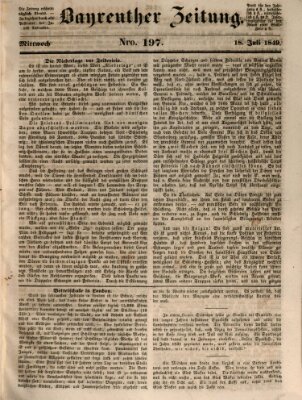 Bayreuther Zeitung Mittwoch 18. Juli 1849