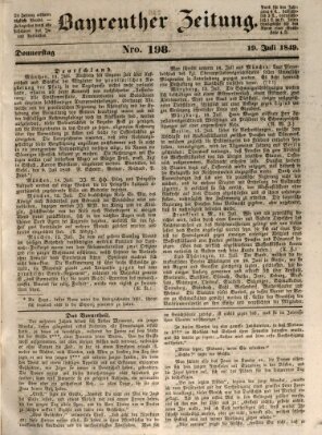 Bayreuther Zeitung Donnerstag 19. Juli 1849