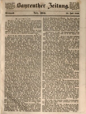 Bayreuther Zeitung Mittwoch 25. Juli 1849