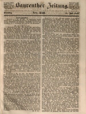 Bayreuther Zeitung Dienstag 31. Juli 1849