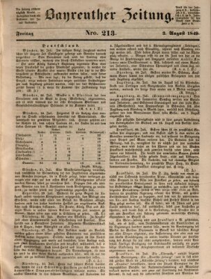 Bayreuther Zeitung Freitag 3. August 1849