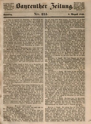 Bayreuther Zeitung Sonntag 5. August 1849