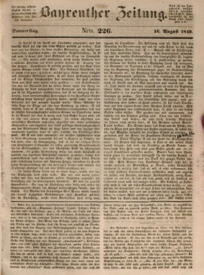 Bayreuther Zeitung Donnerstag 16. August 1849