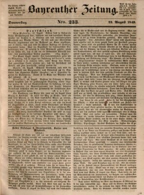 Bayreuther Zeitung Donnerstag 23. August 1849