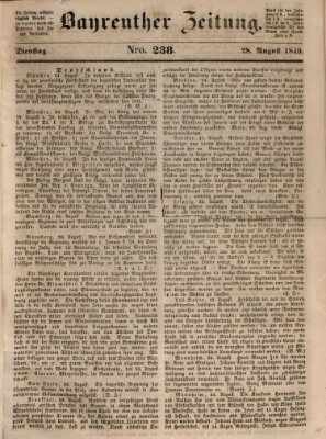 Bayreuther Zeitung Dienstag 28. August 1849