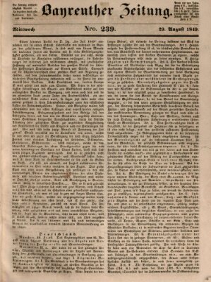 Bayreuther Zeitung Mittwoch 29. August 1849