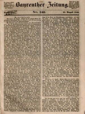 Bayreuther Zeitung Donnerstag 30. August 1849