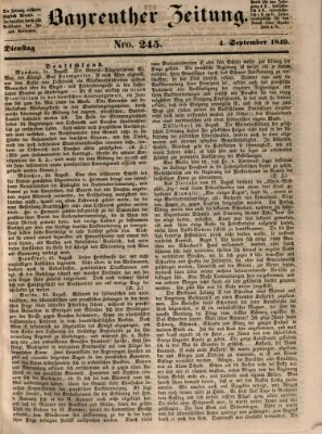 Bayreuther Zeitung Dienstag 4. September 1849