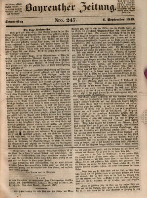 Bayreuther Zeitung Donnerstag 6. September 1849