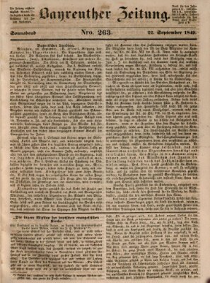 Bayreuther Zeitung Samstag 22. September 1849