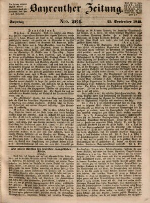 Bayreuther Zeitung Sonntag 23. September 1849