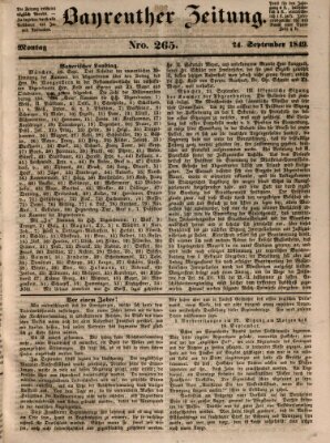 Bayreuther Zeitung Montag 24. September 1849