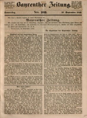 Bayreuther Zeitung Donnerstag 27. September 1849