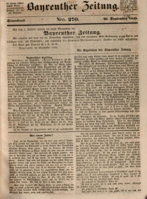 Bayreuther Zeitung Samstag 29. September 1849
