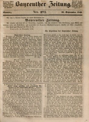 Bayreuther Zeitung Sonntag 30. September 1849