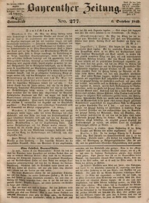 Bayreuther Zeitung Samstag 6. Oktober 1849