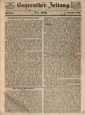 Bayreuther Zeitung Sonntag 7. Oktober 1849