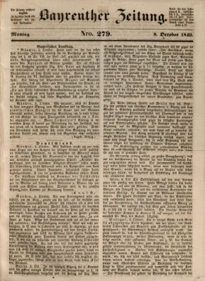 Bayreuther Zeitung Montag 8. Oktober 1849