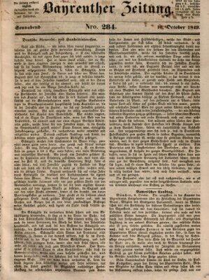 Bayreuther Zeitung Samstag 13. Oktober 1849