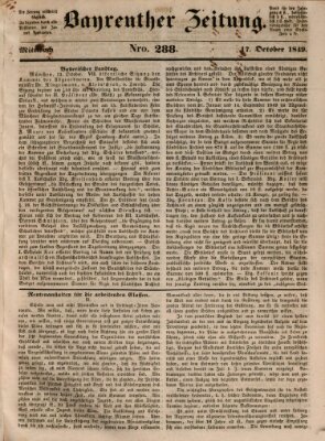 Bayreuther Zeitung Mittwoch 17. Oktober 1849