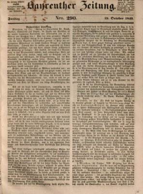 Bayreuther Zeitung Freitag 19. Oktober 1849