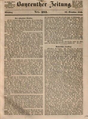 Bayreuther Zeitung Montag 22. Oktober 1849