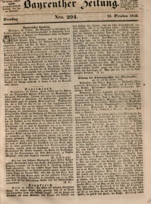 Bayreuther Zeitung Dienstag 23. Oktober 1849