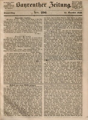 Bayreuther Zeitung Donnerstag 25. Oktober 1849