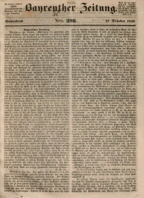 Bayreuther Zeitung Samstag 27. Oktober 1849