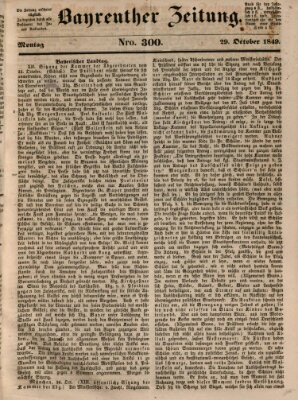 Bayreuther Zeitung Montag 29. Oktober 1849