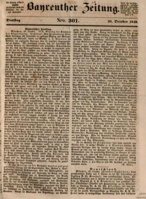 Bayreuther Zeitung Dienstag 30. Oktober 1849