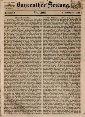 Bayreuther Zeitung Samstag 3. November 1849