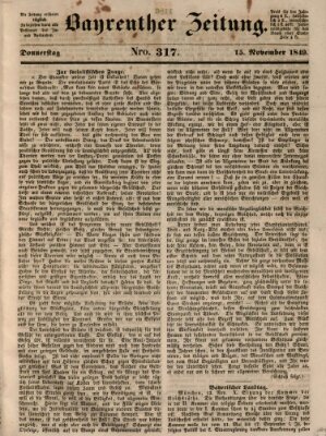 Bayreuther Zeitung Donnerstag 15. November 1849