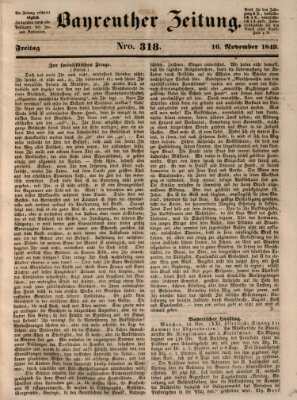 Bayreuther Zeitung Freitag 16. November 1849