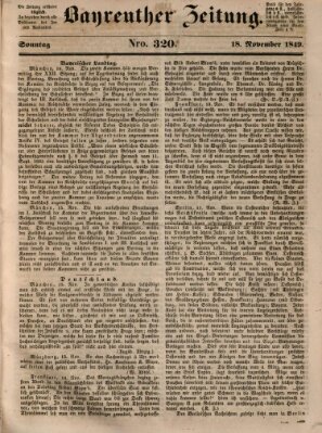 Bayreuther Zeitung Sonntag 18. November 1849