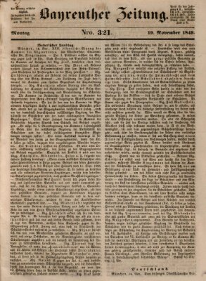 Bayreuther Zeitung Montag 19. November 1849