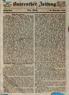 Bayreuther Zeitung Donnerstag 22. November 1849