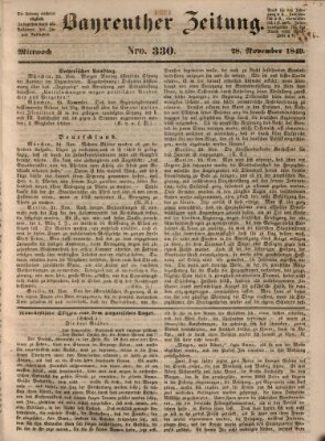 Bayreuther Zeitung Mittwoch 28. November 1849